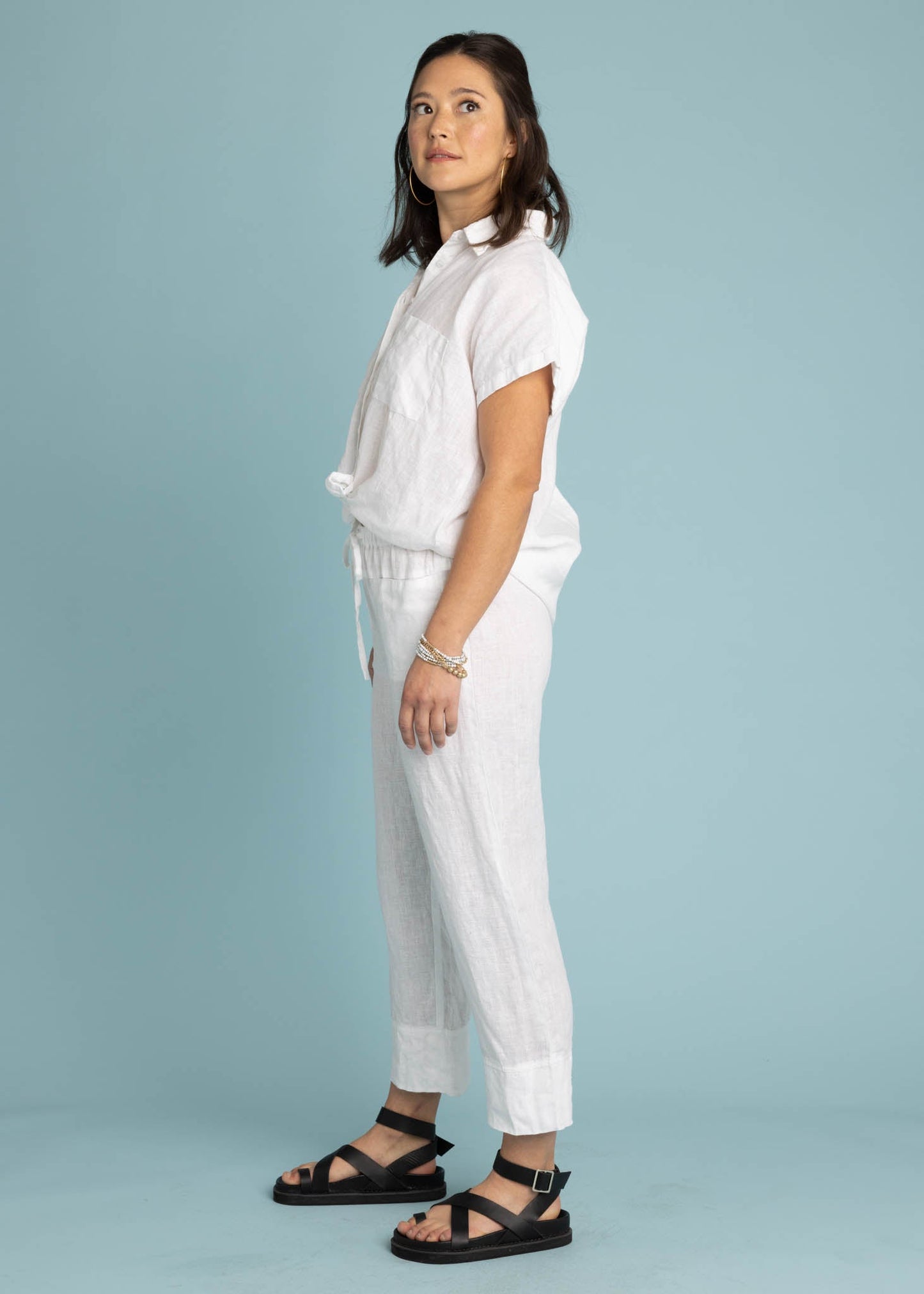 Pantalón Marina - Lino Crema Blanco