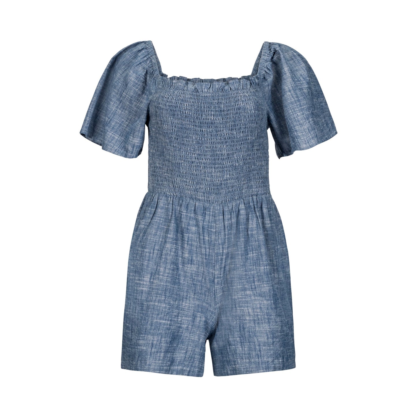 Organic Smocked Chambray Romper