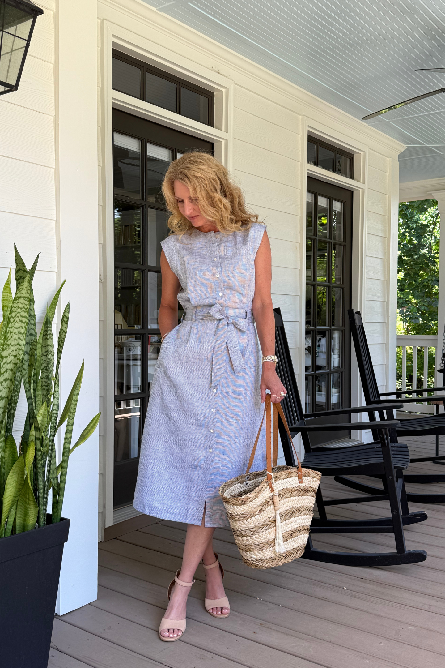 Back Cut Out Linen Dress