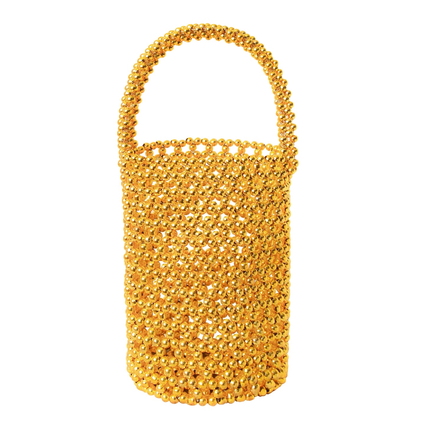 Bolso tipo cubo con cuentas metálicas GOLDA en dorado