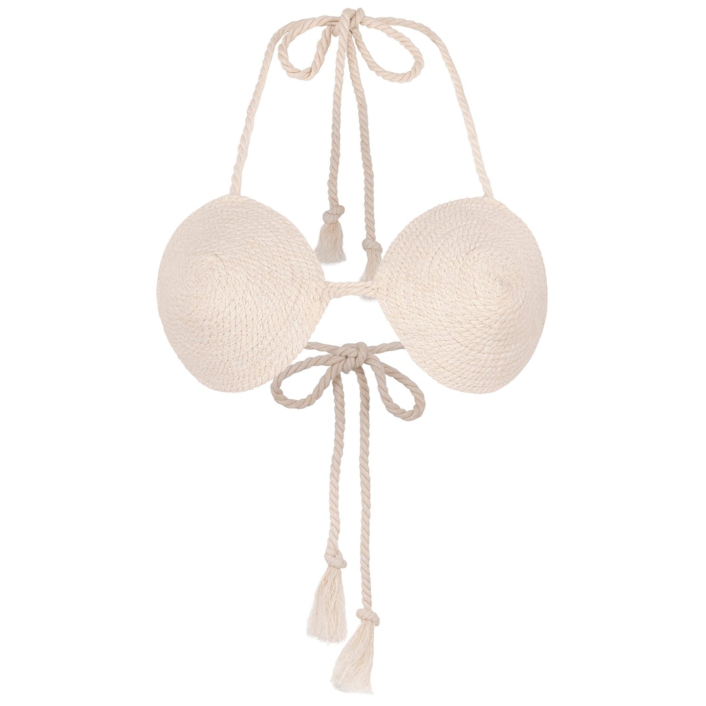 Top de bikini de cuerda de algodón LEIA en blanco roto