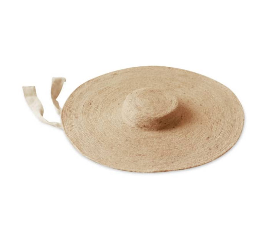 Sombrero de paja de yute de ala ancha LOLA en beige natural