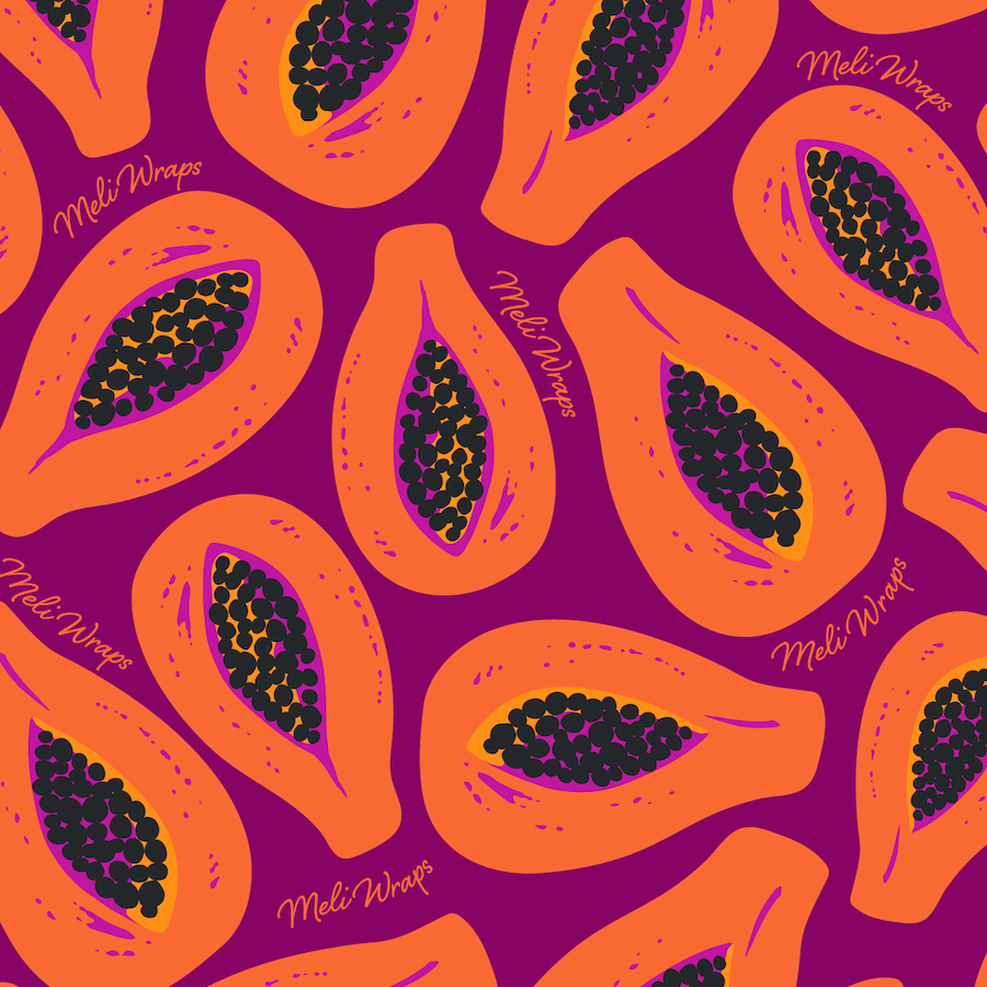 Envoltura de cera de abeja para alimentos - Estampado de papaya morada