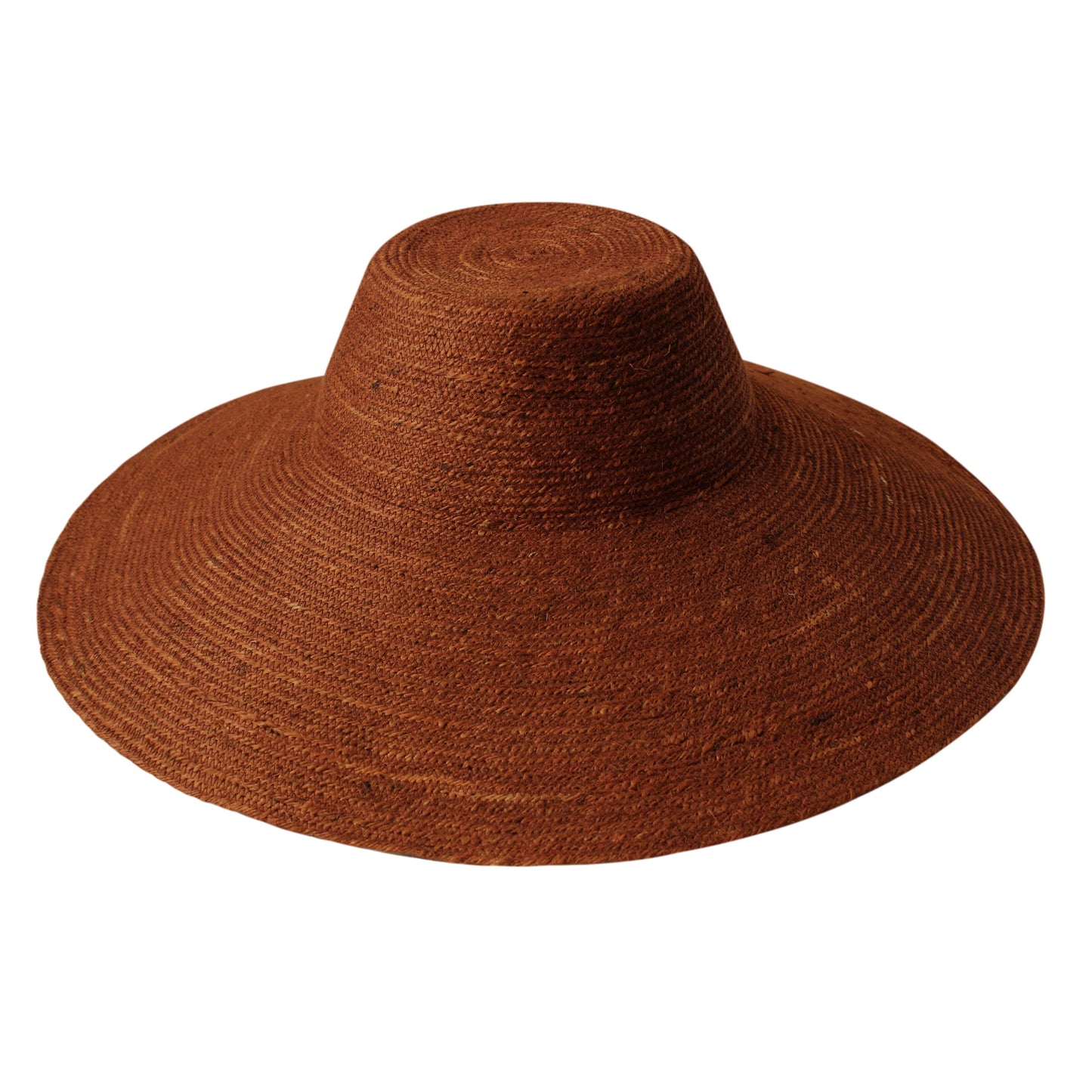 Sombrero de paja tejido a mano de yute RIRI en color siena tostado