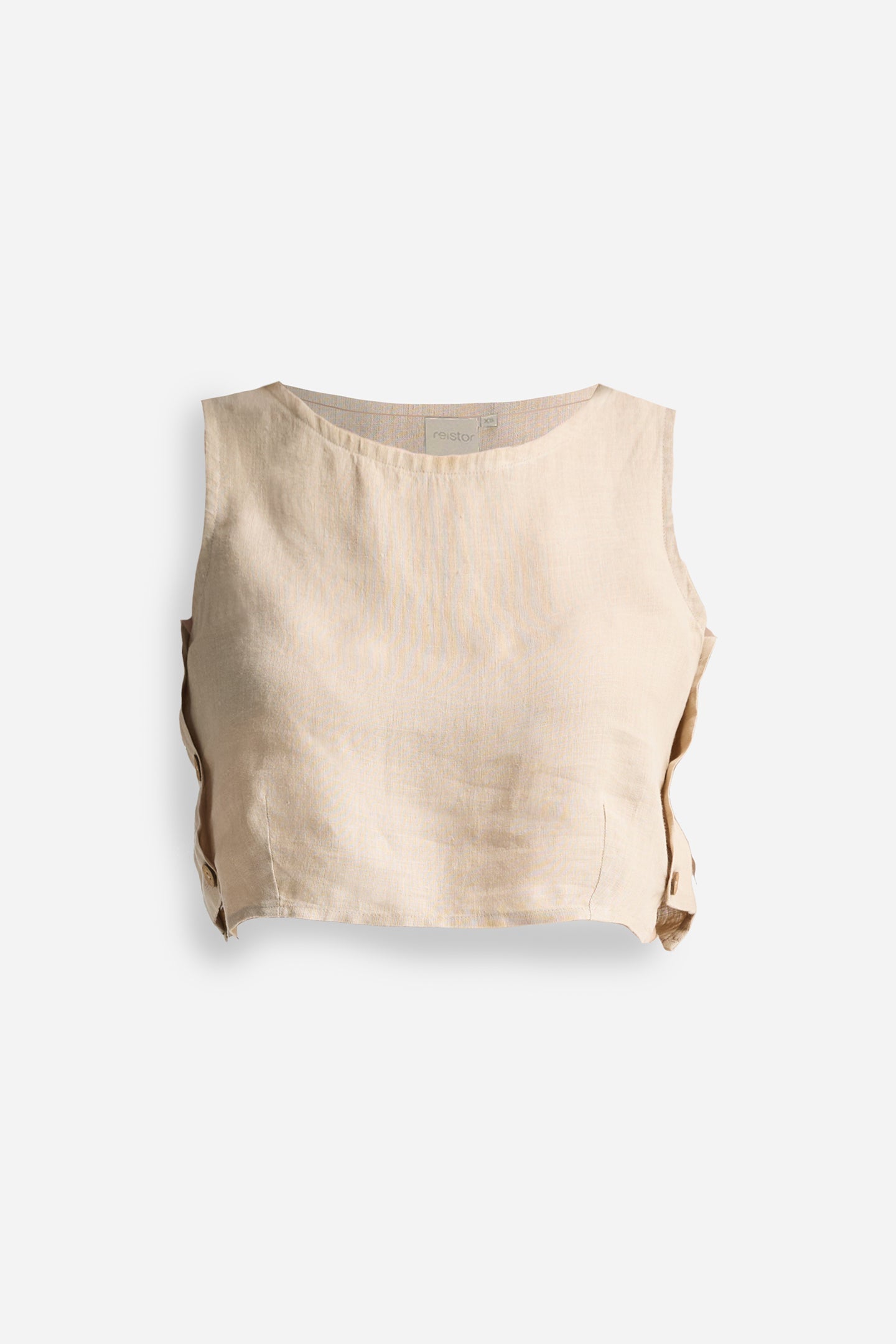 Top corto cuadrado en beige neutro