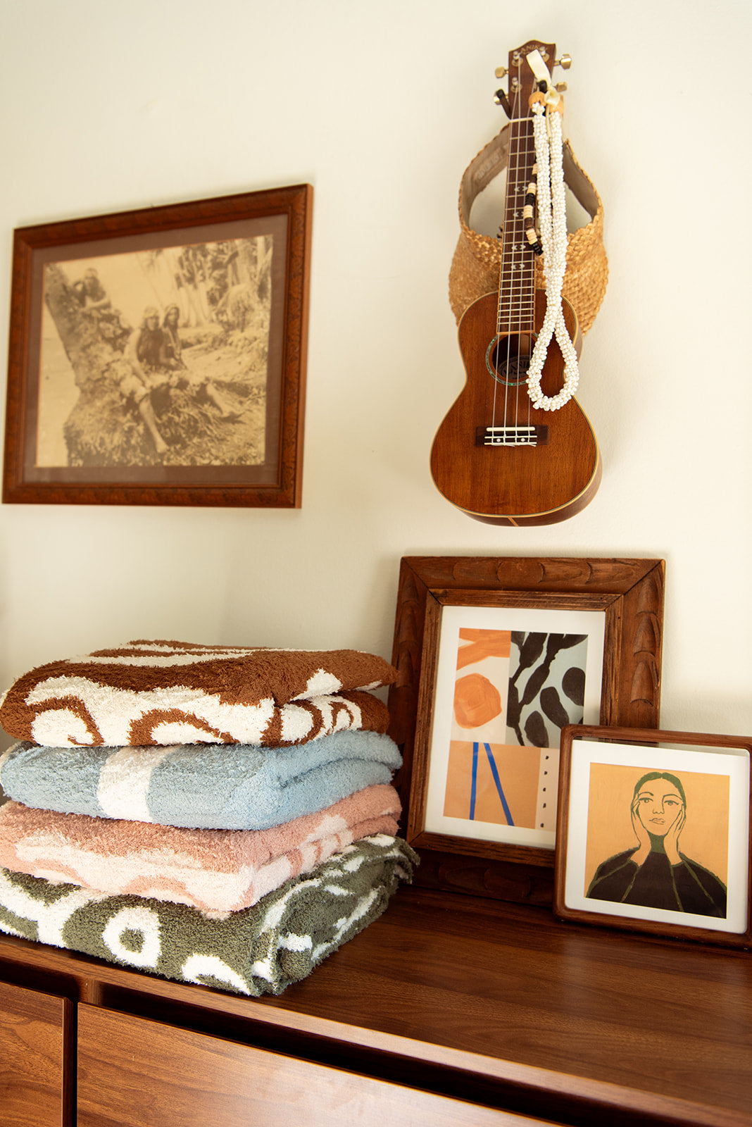 Manta de felpa Hanalei - Moca y crema