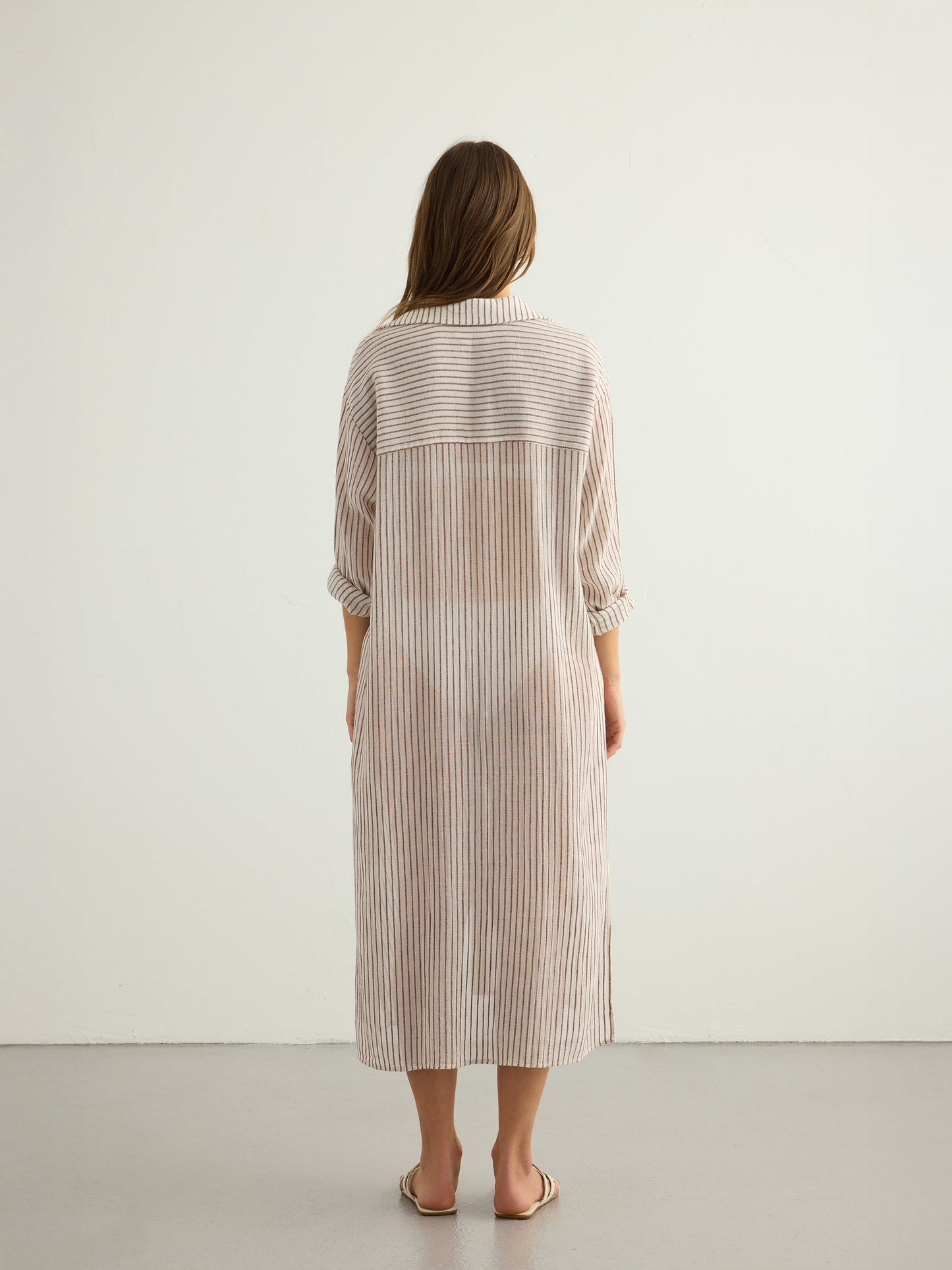 Vestido camisero Voyage - Rayas burdeos