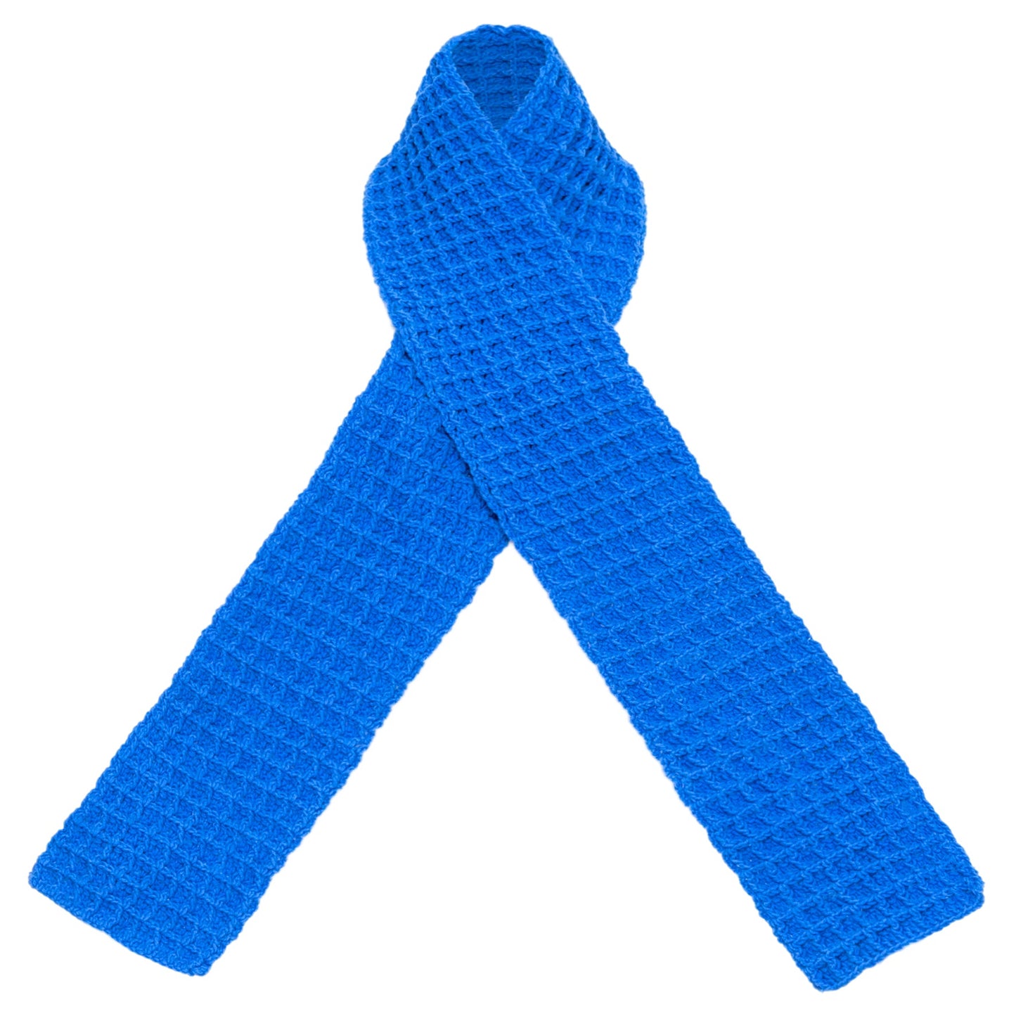 Bufanda de crochet WAFFLE en azul Saboya