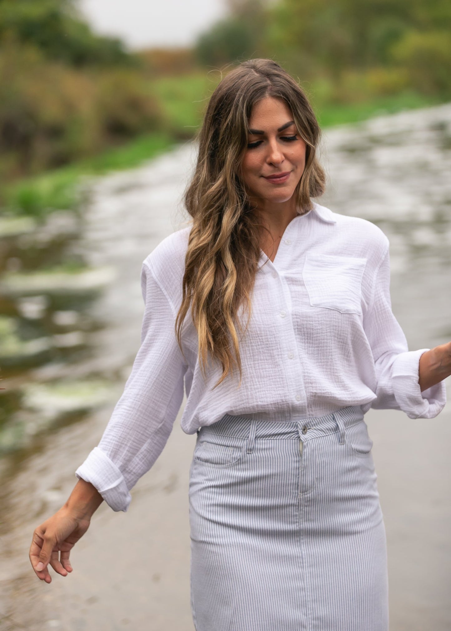 Blusa abotonada de gasa de algodón Bailey