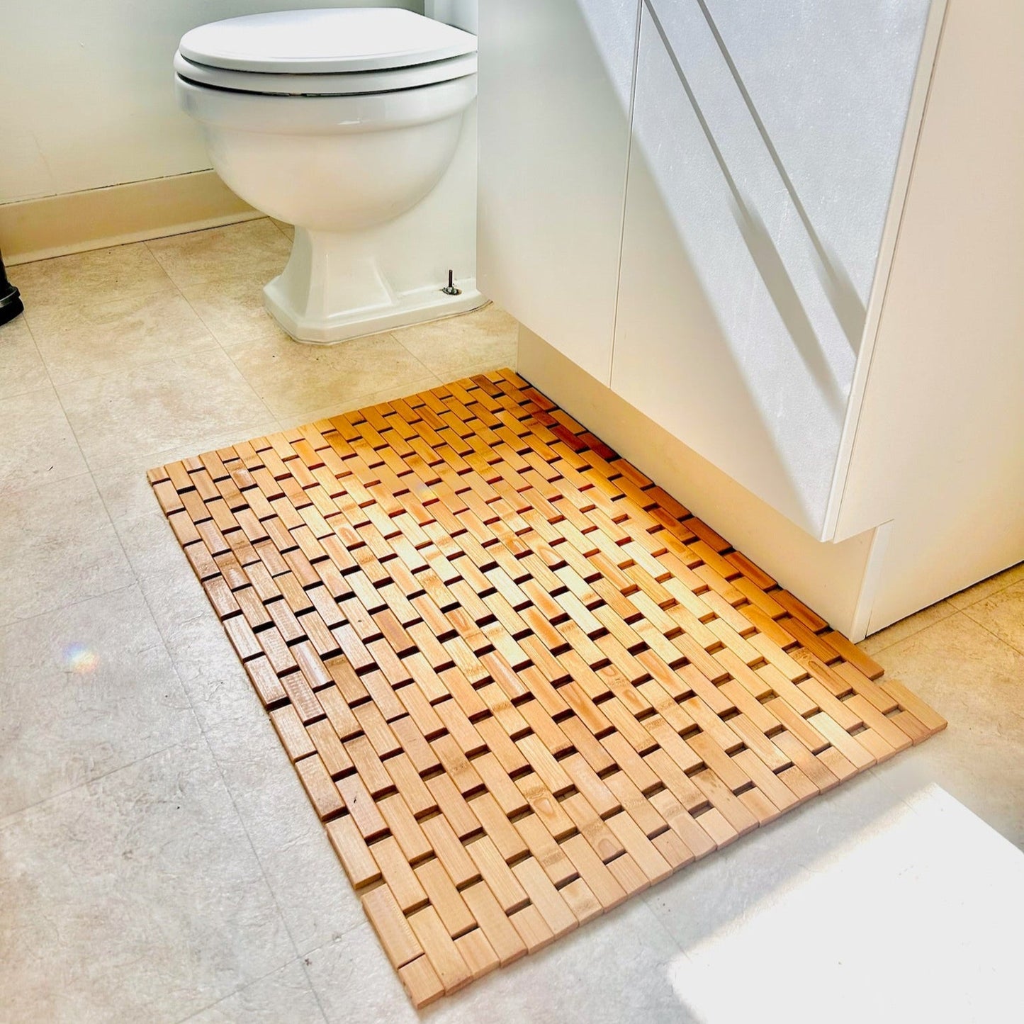 Alfombra de baño de bambú