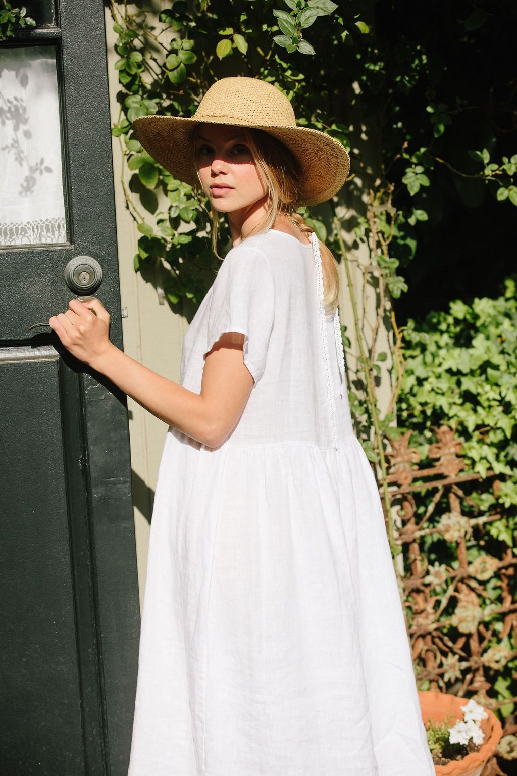 Vestido de lino Charlotte - Vestido de lino blanco