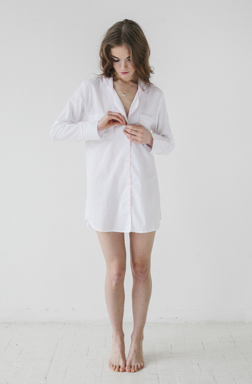 Salua Lingerie Classic Sleep Shirt in Woven Cotton | Ethical null's Sleepwear & Loungewear WONENA Salua Lingerie Classic Sleep Shirt in Woven Cotton | Ethical null's Sleepwear & Loungewear WONENA