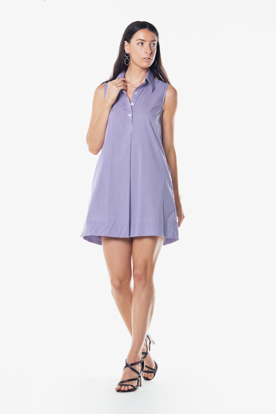 Le Russi Italian Cotton Sleeveless Dress in Purple | Luxury Products   WONENA