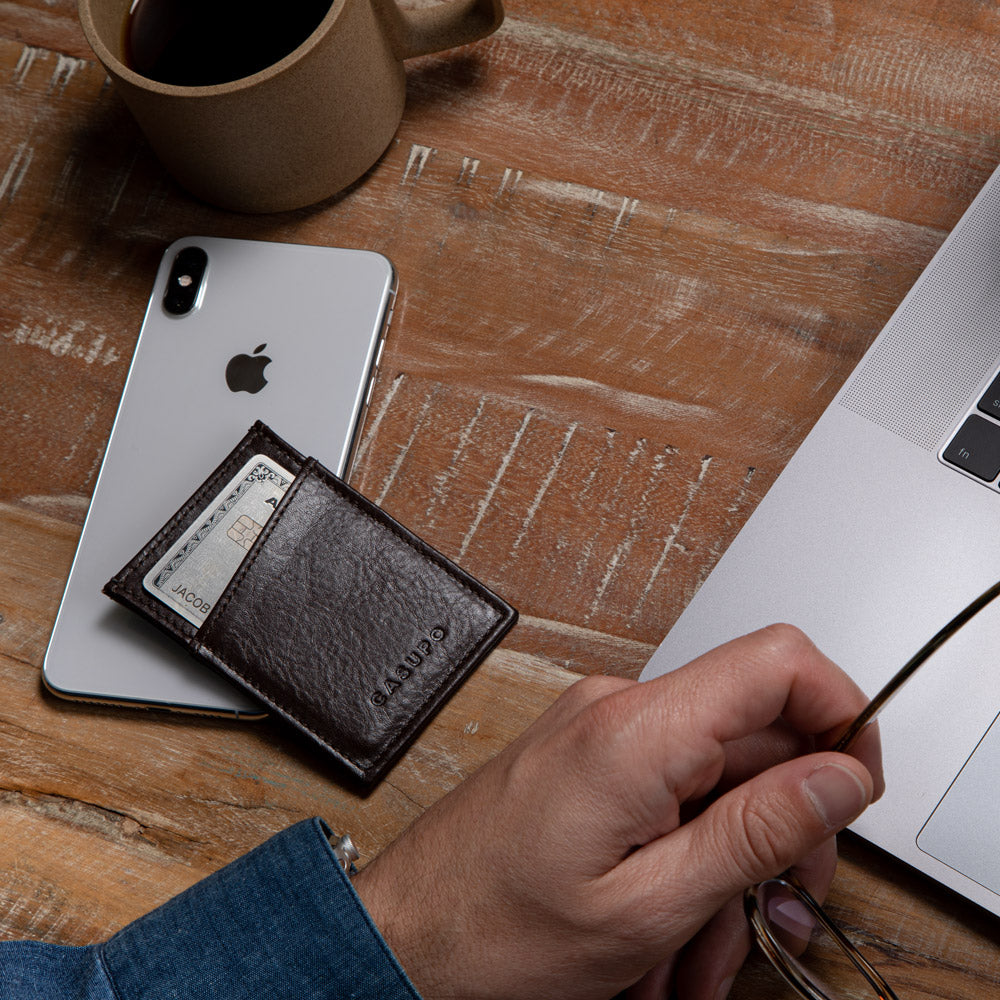 Cartera minimalista con protección RFID - Marrón