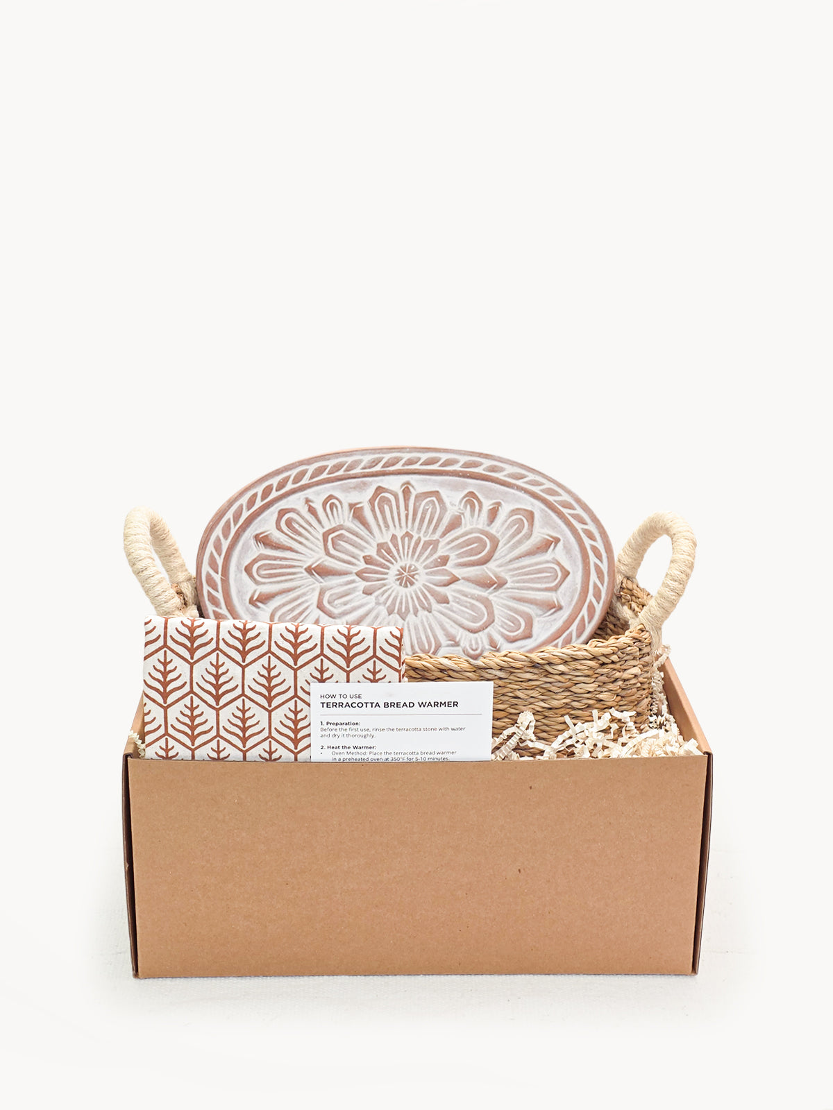 Set de regalo de cesta y calentador de pan con paño de cocina - Flor