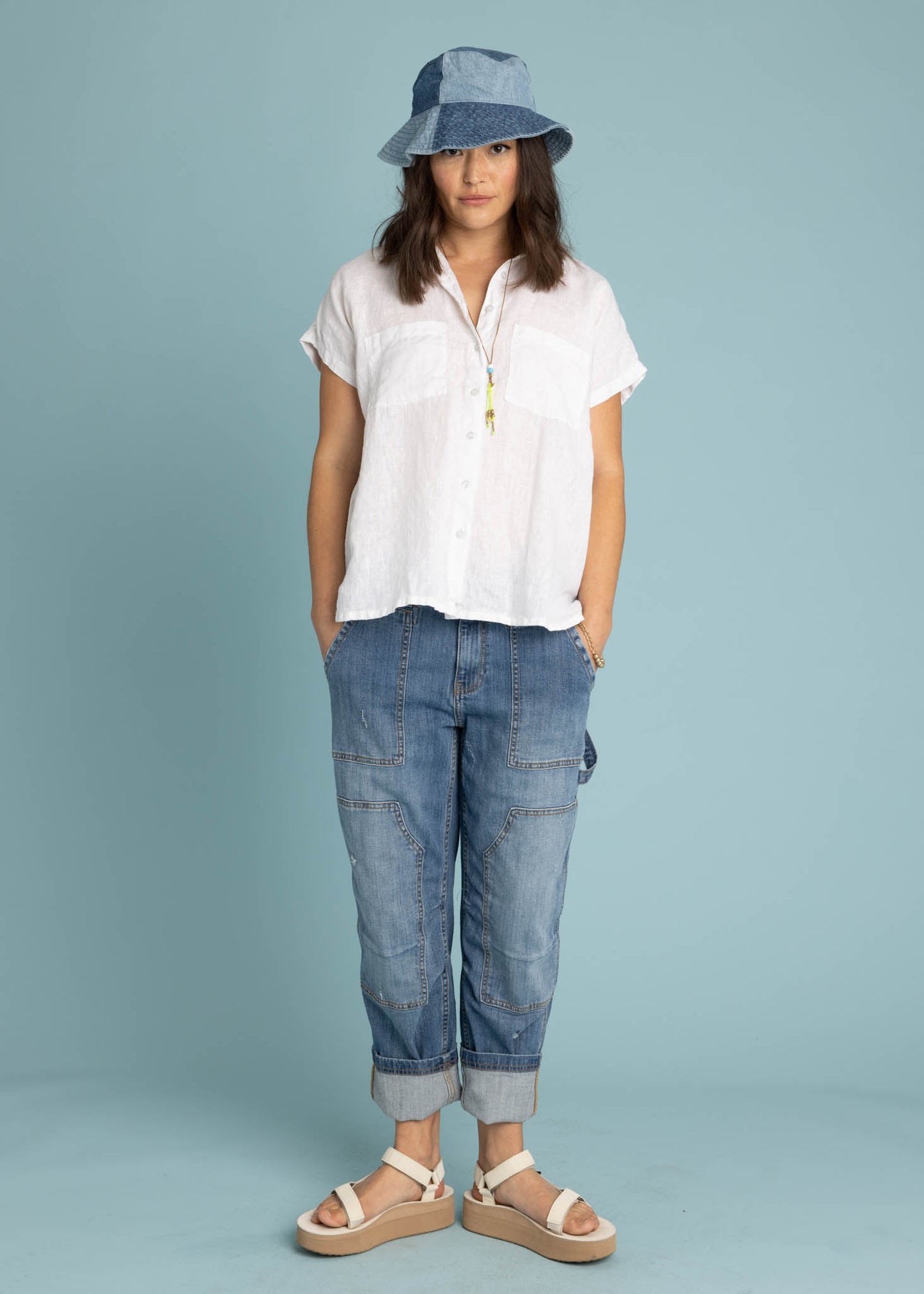 Camisa de lino de manga corta Good Boyfriend - Blanco crema