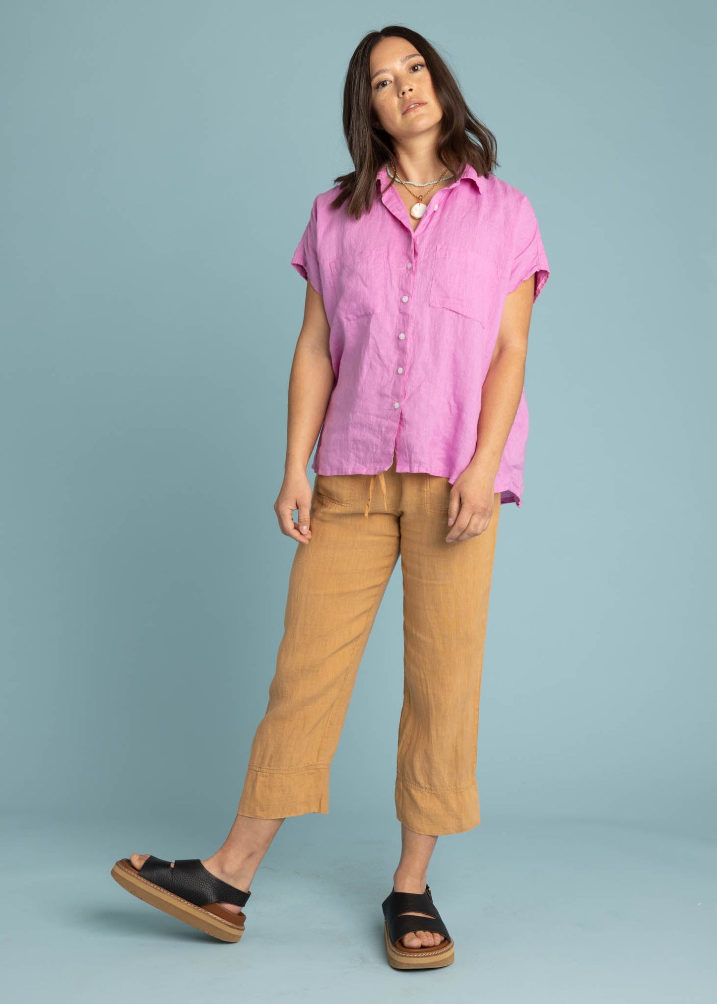 Camisa de lino de manga corta Good Boyfriend - Dhalia (Destacada)
