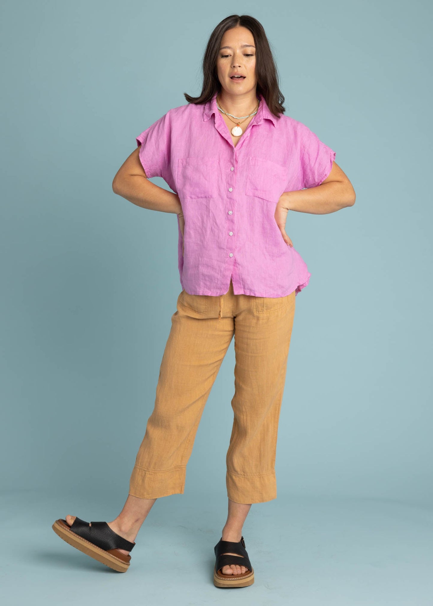 Camisa de lino de manga corta Good Boyfriend - Dhalia (Destacada)