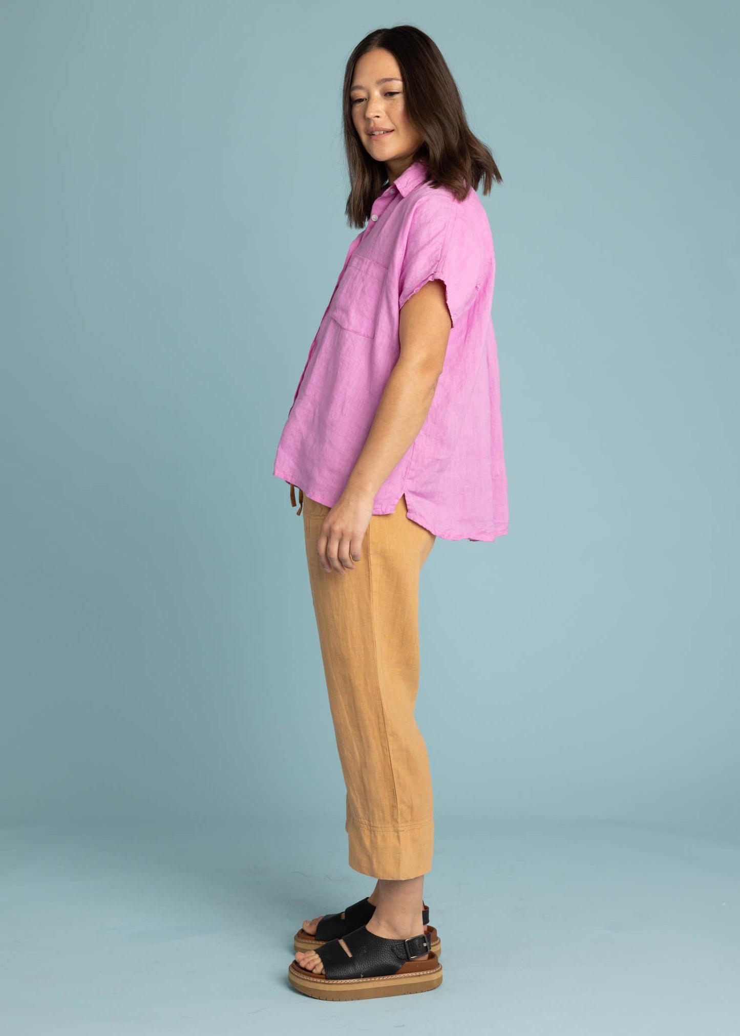 Camisa de lino de manga corta Good Boyfriend - Dhalia (Destacada)