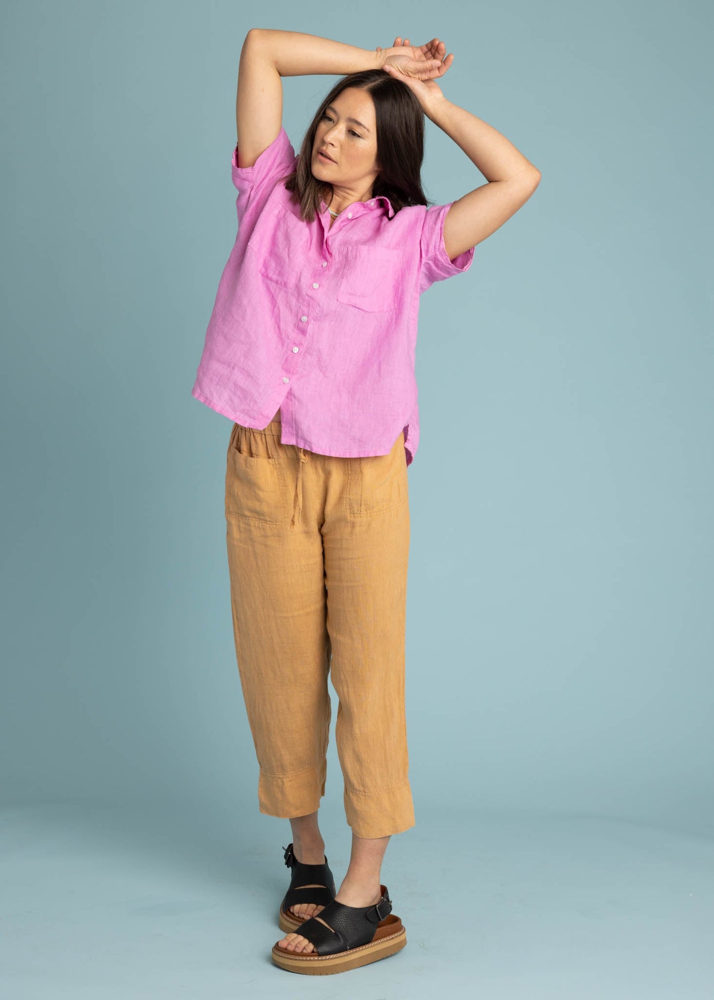 Camisa de lino de manga corta Good Boyfriend - Dhalia (Destacada)