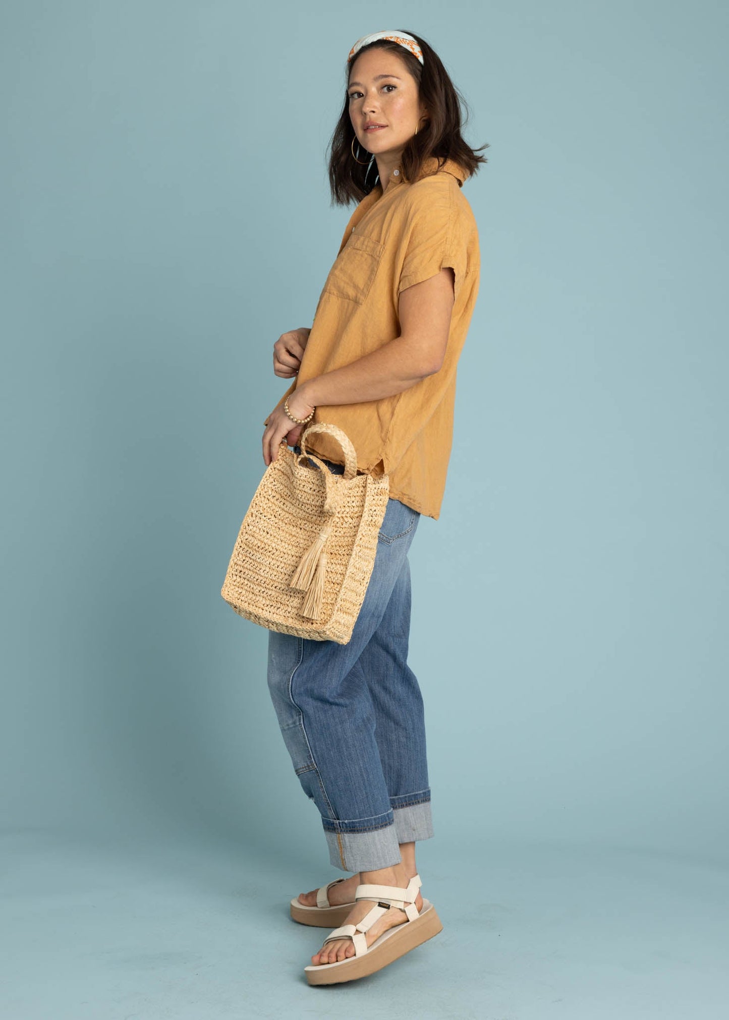 Camisa de lino de manga corta Good Boyfriend - Arcilla horneada