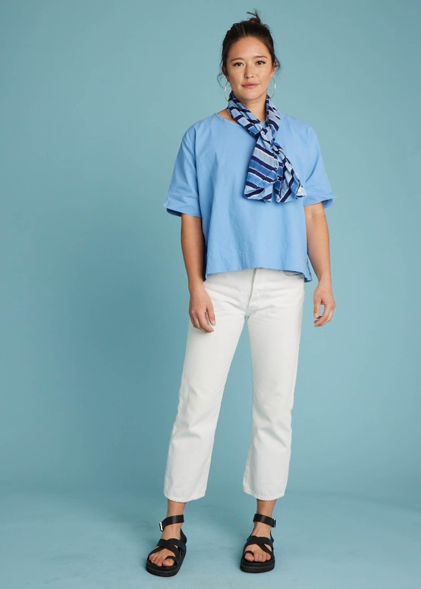 Camisa corta Mare Boxy - Lino Azul Costero