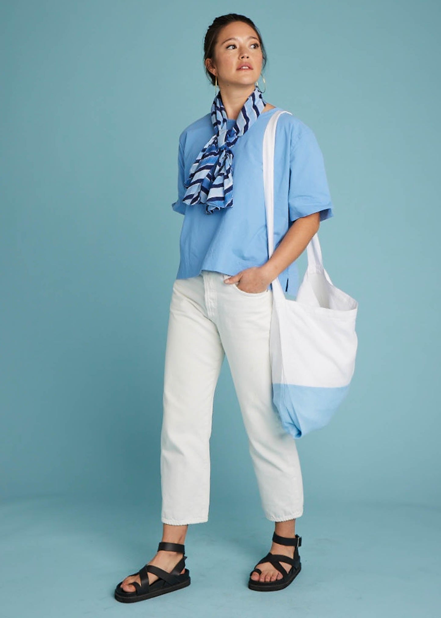 Camisa corta Mare Boxy - Lino Azul Costero