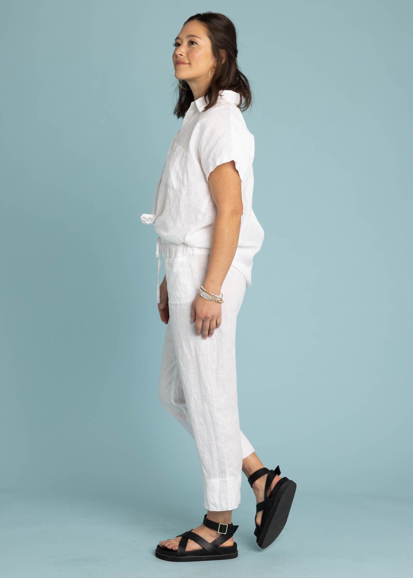 Pantalón Marina - Lino Crema Blanco