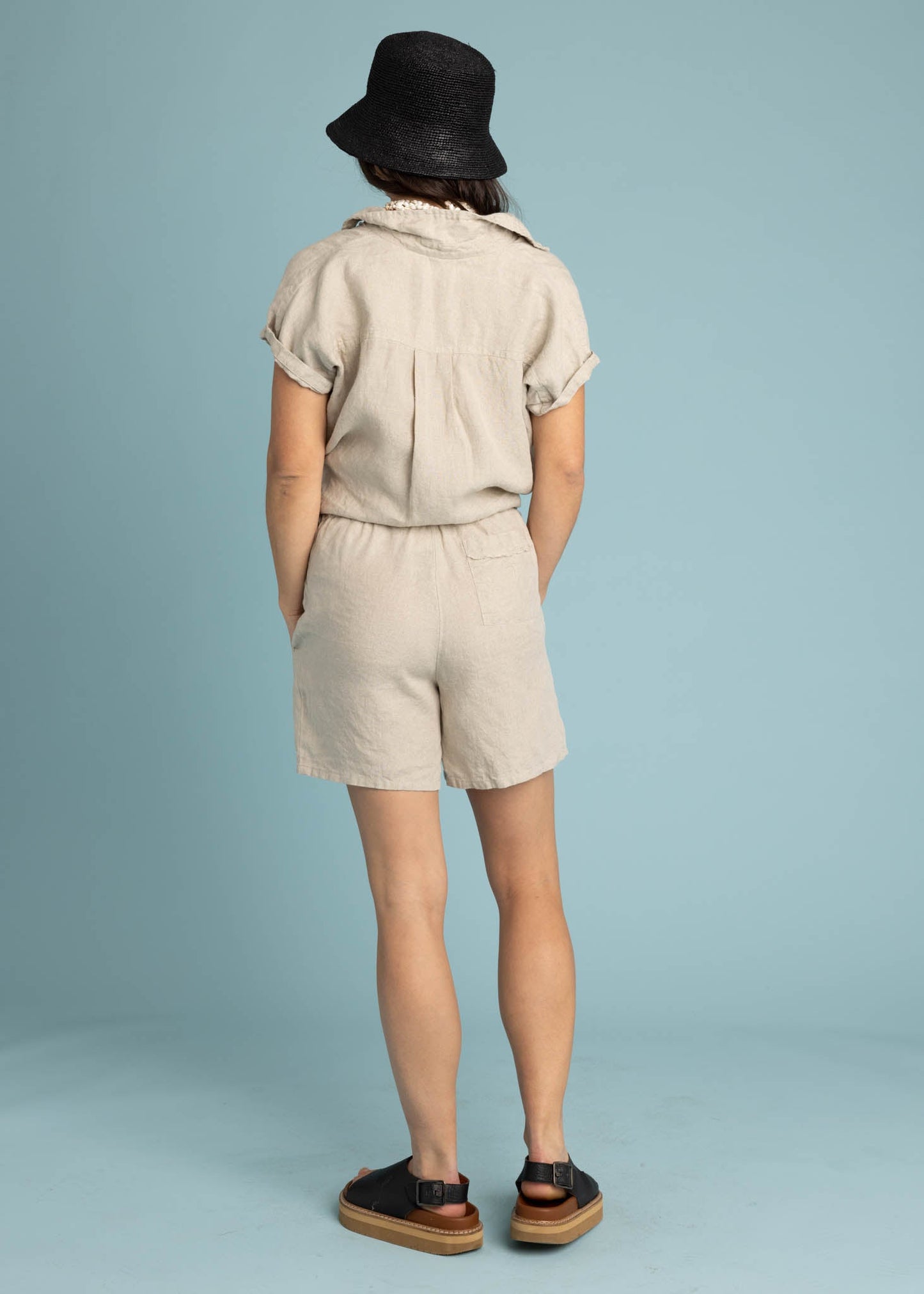 Camisa de lino de manga corta Good Boyfriend - Lino natural