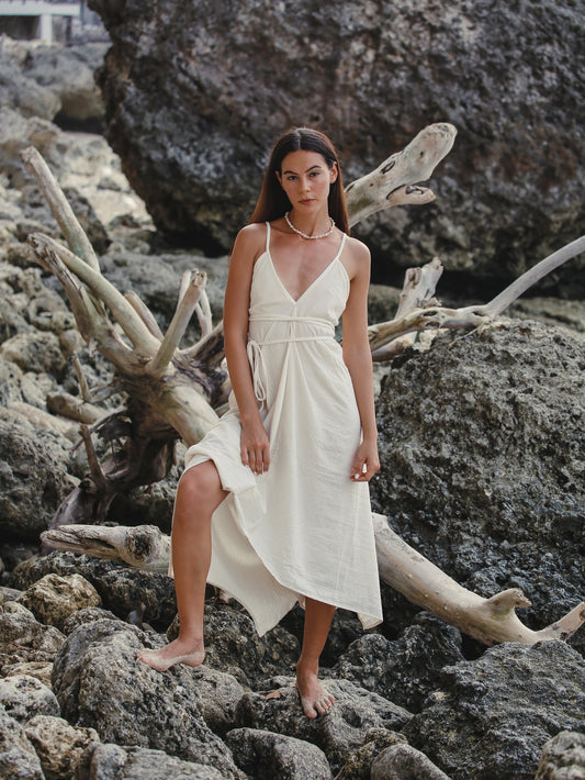 Vestido maxi Sage - Rayas doradas