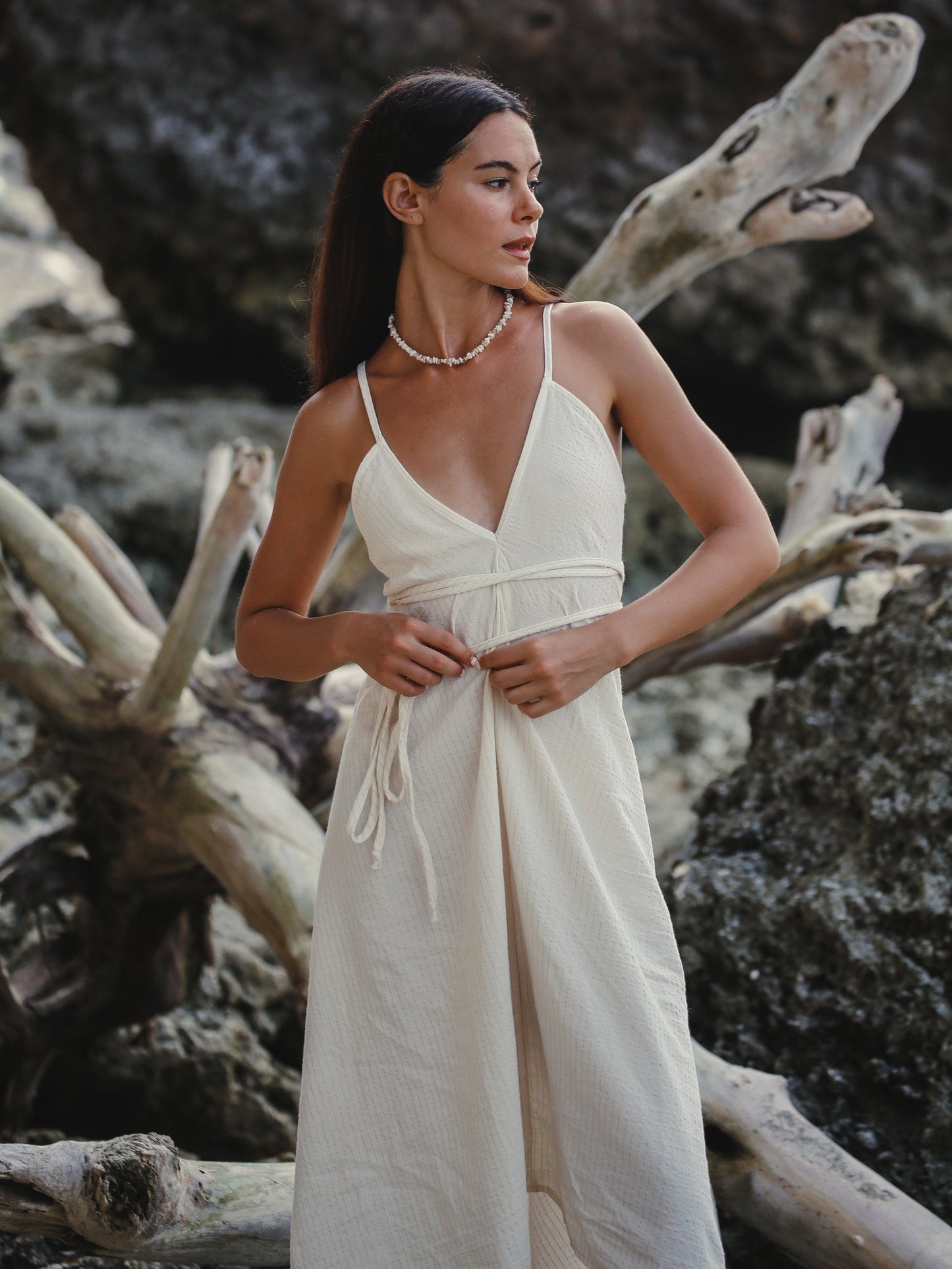 Vestido maxi Sage - Rayas doradas