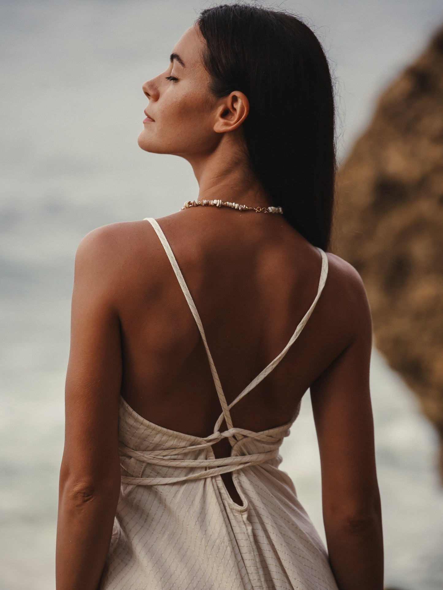 Vestido maxi Sage - Rayas doradas