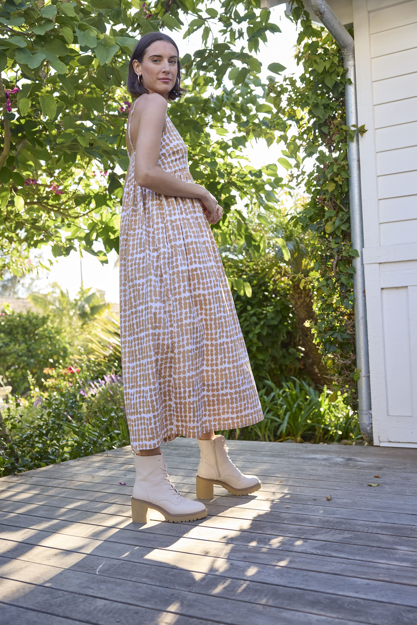 Vestido Hamptons - Arcilla horneada con lunares desordenados