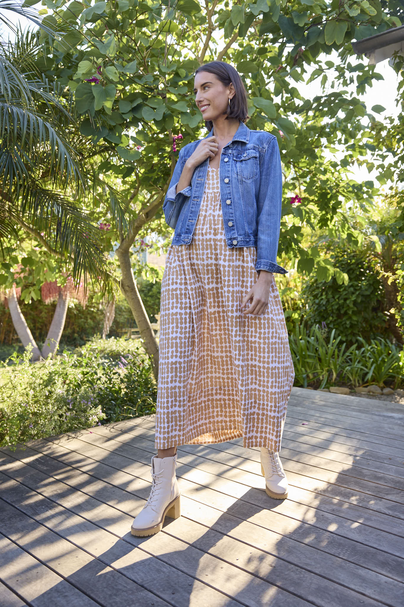Vestido Hamptons - Arcilla horneada con lunares desordenados