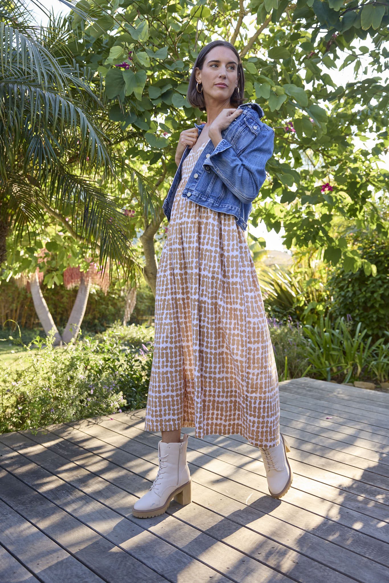 Vestido Hamptons - Arcilla horneada con lunares desordenados