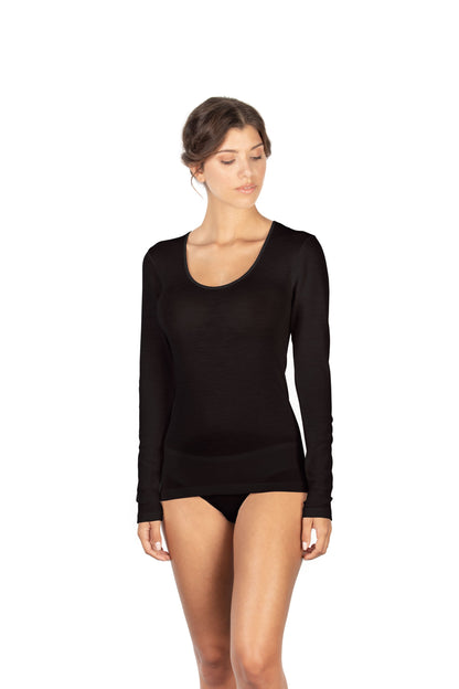 EGi Luxury Merino Wool Silk Women's Long Sleeve T-Shirt. Proudly Made in Italy (143)