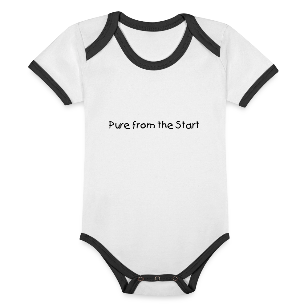 Organic Cotton Contrast Short Sleeve Baby Bodysuit - white/black