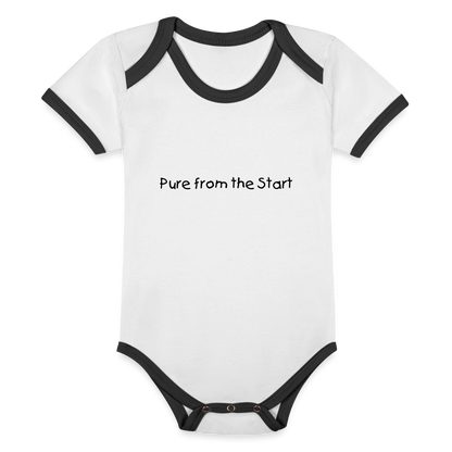 Organic Cotton Contrast Short Sleeve Baby Bodysuit - white/black