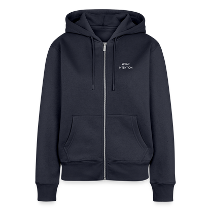 Wear Intention Women's Premium Organic Zip Hoodie - navy