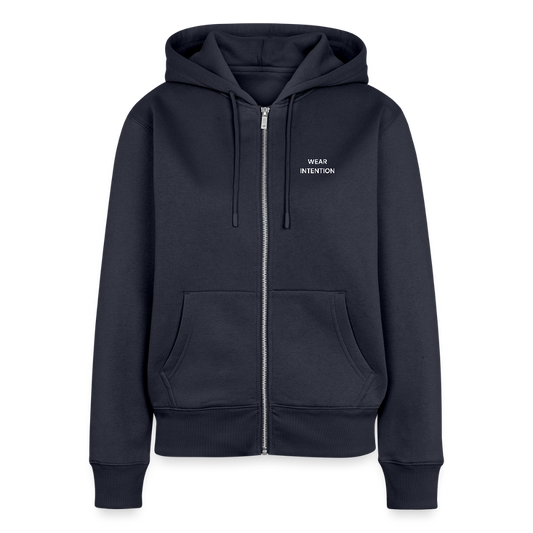 Wear Intention Women's Premium Organic Zip Hoodie - navy