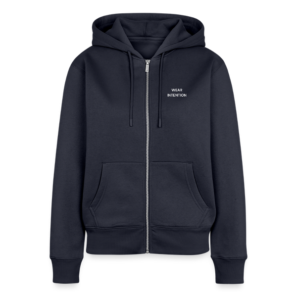 Wear Intention Women's Premium Organic Zip Hoodie - navy