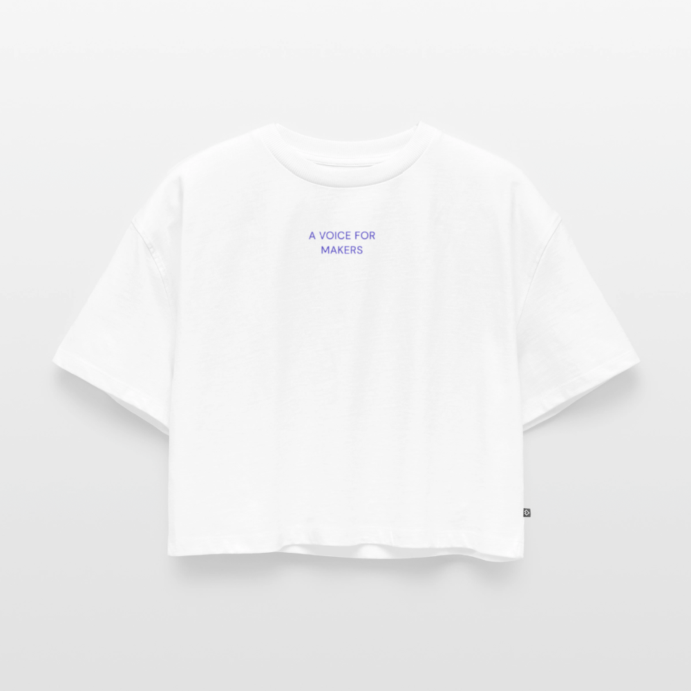 A Voice for Makers Women's Oversized Organic Cropped Tee - white