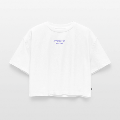 A Voice for Makers Women's Oversized Organic Cropped Tee - white