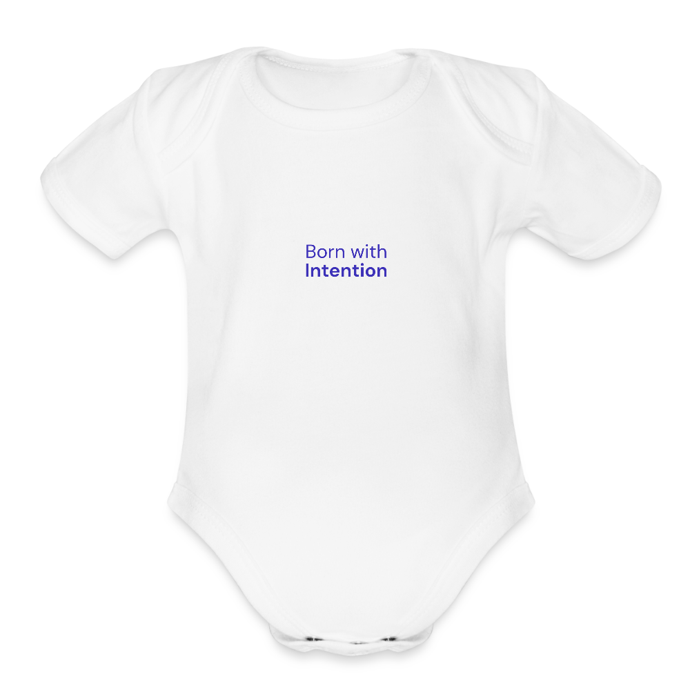 Born with Intention Organic Short Sleeve Baby Bodysuit - white