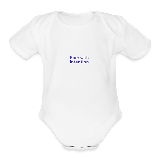 Born with Intention Organic Short Sleeve Baby Bodysuit - white