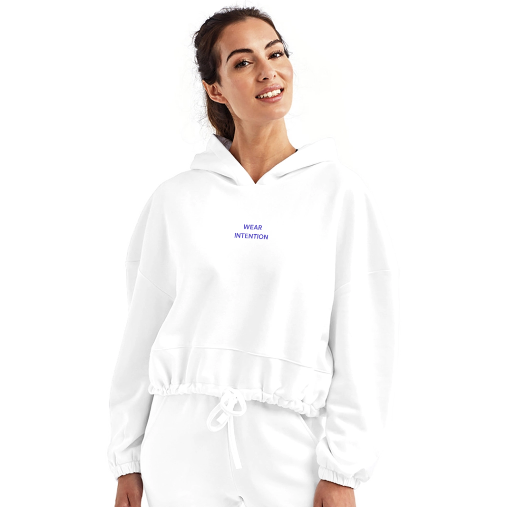 Wear Intention Women’s Cropped Hoodie - white