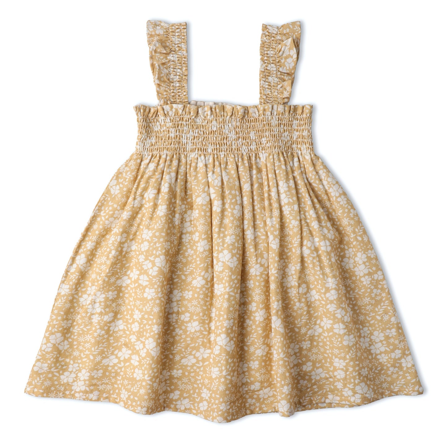 Vestido fruncido orgánico - Flor amarilla