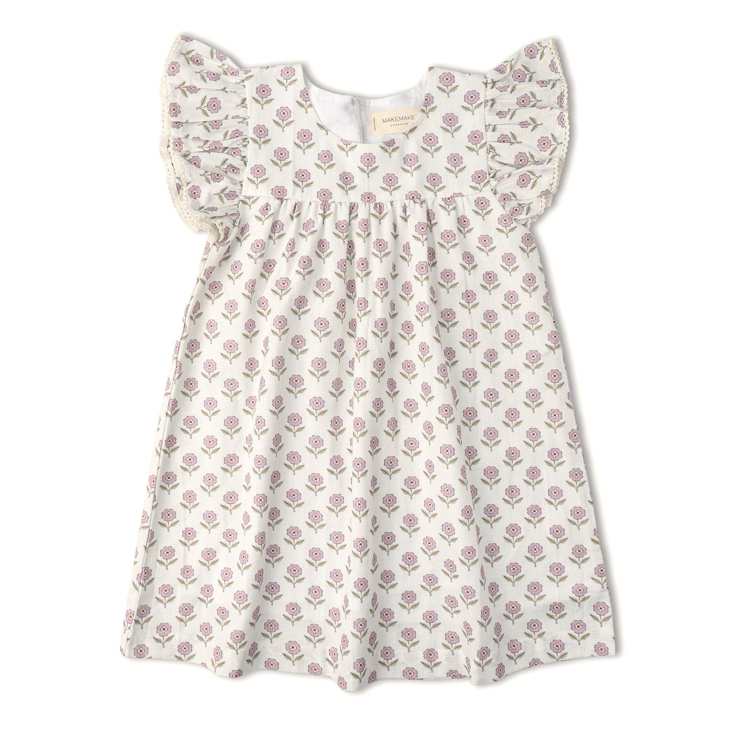 Vestido orgánico de manga corta con volantes - Lavanda
