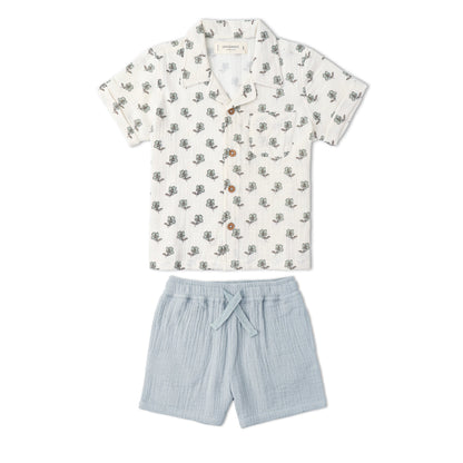 Conjunto de Camiseta y Shorts de Algodón Orgánico - Amapola
