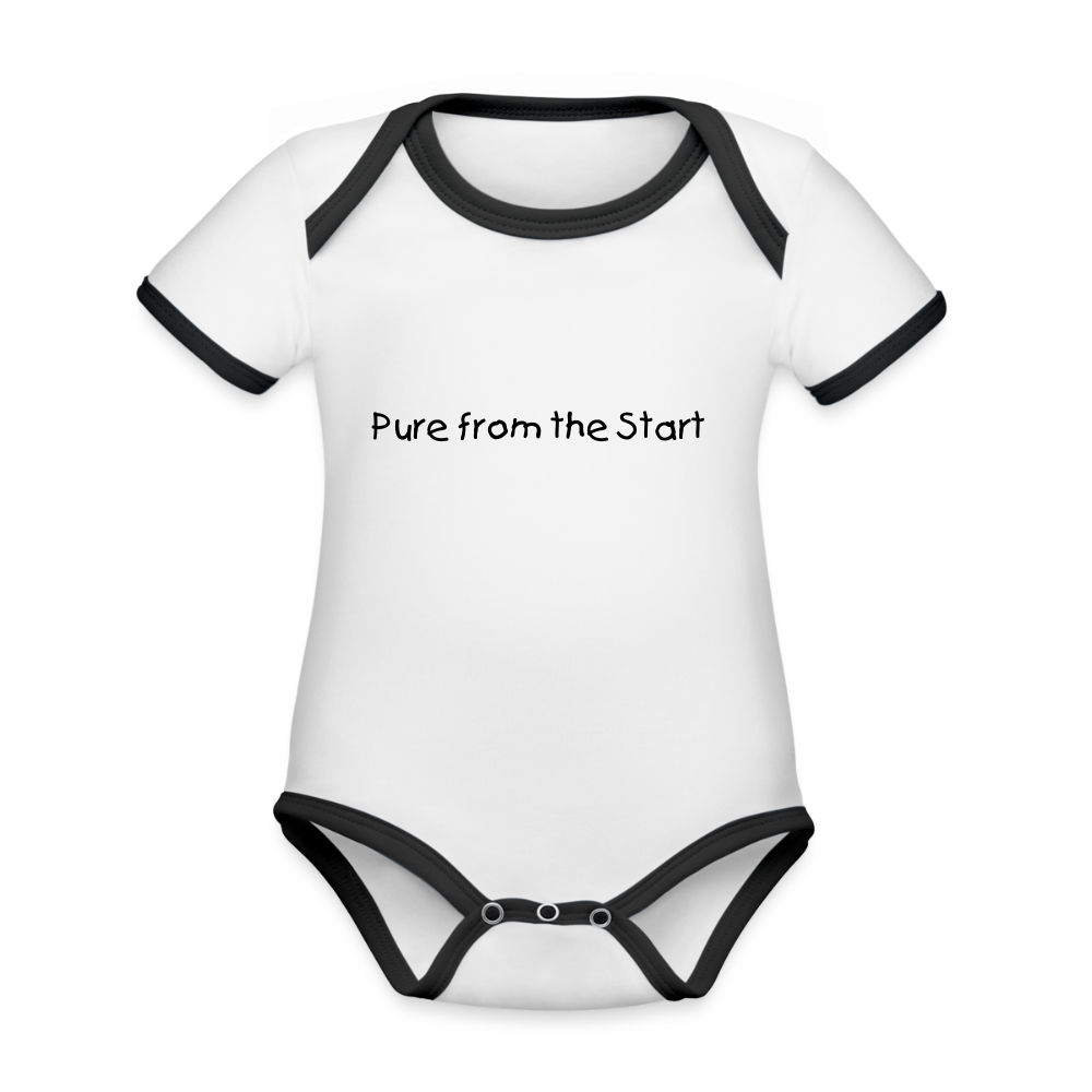 Organic Cotton Contrast Short Sleeve Baby Bodysuit - white/black